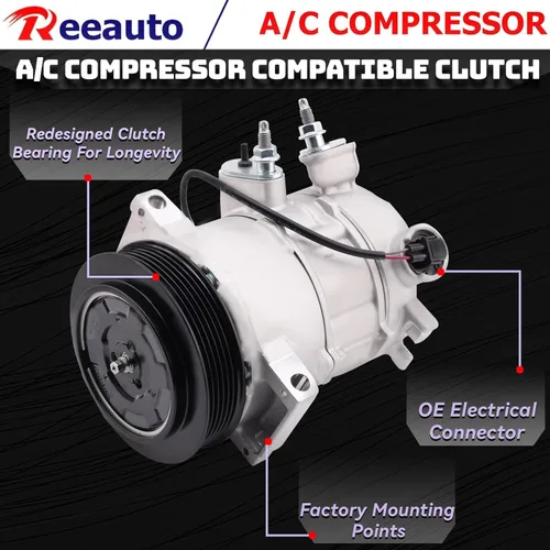 Vista 2 de Compresor de aire acondicionado A/C compatible con Je-ep Compass Patriot 2009-2017 Calibre 2009-2012 AC Compresor L4 1.8L 2.0L 2.4L Reemplazar