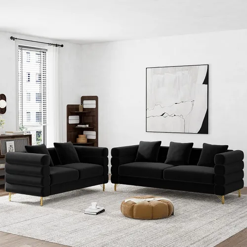 Vista 10 de Wrofly Sofá Nube para Sala de Estar, Loveseat Moderno de Terciopelo de Asiento Profundo Muy Acolchado de 59" con 2 Almohadas, Cómodo Sofá de Amor