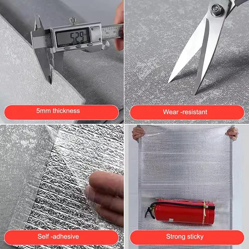 Vista 3 de Panel de pared grueso, papel tapiz impermeable de hilo textil para despegar y pegar, paneles de pared acolchados insonorizados, adecuado
