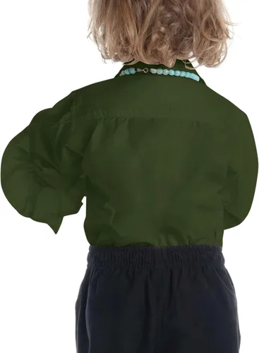 Vista 3 de rrhss Disfraces para niños, camisas de pirata, medievales, renacentistas, escoceses, con volantes, puños con cordones, ropa de solapa de 5 a 14 años