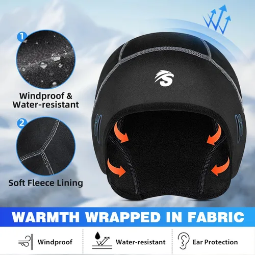 Vista 6 de Seektop 2 Pack Winter Skull Cap Helmet Liner for Men, Cycling Running Sweat Wicking Skullcap Beanie, Fits Under Helmets