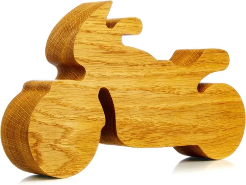 Vista 9 de Hucha de madera para motocicleta, bicicleta de madera Montessori, para adultos, niños, niñas, banco de monedas, regalo inspirador, caja de dinero