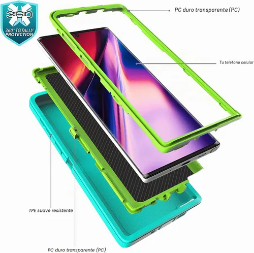 Vista 5 de YmhxcY Funda para Note 10 con película de TPU flexible autorreparable (paquete de 2) y película protectora de pantalla para lente de cámara
