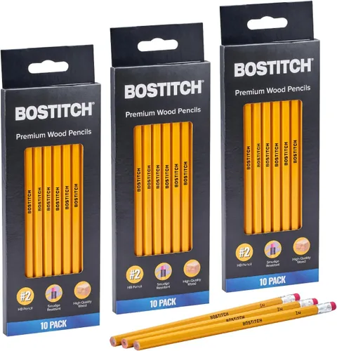 Vista 7 de Bostitch Lápices #2 premium, madera premium, sin afilar, grafito HB, paquete de 10
