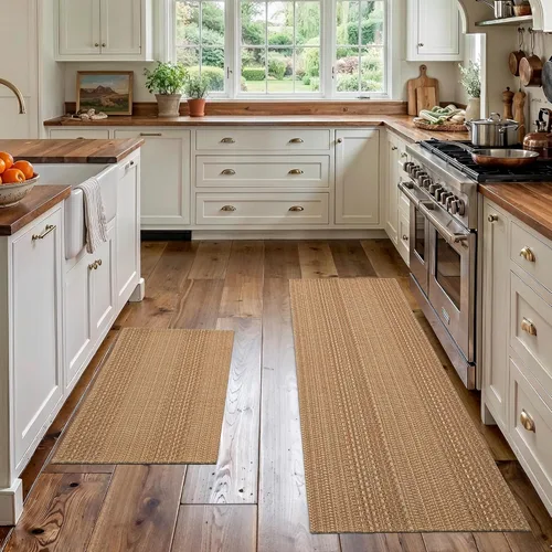 Vista 23 de MatEssenz Alfombrillas de cocina de 20 x 30 pulgadas para piso, alfombras de cocina tejidas, lavables a máquina, estilo bohemio, antideslizantes