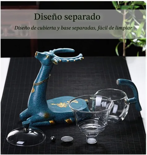 Vista 5 de RORA Juego de tetera de vidrio semiautomática giratoria con infusor Lazy Kungfu Juego de tetera (tetera de cierto)