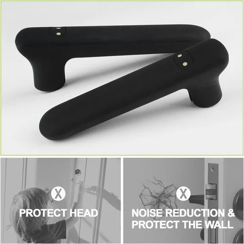 Vista 5 de Fundas para manijas de puerta, 2 guantes de silicona con bonito diseño de máscara de seguridad, cubierta de perilla antiestática para manijas