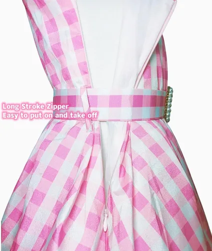 Vista 5 de Disfraz de cosplay rosa para niñas, disfraz de fiesta de cumpleaños de Halloween con accesorios de 3 a 12 años