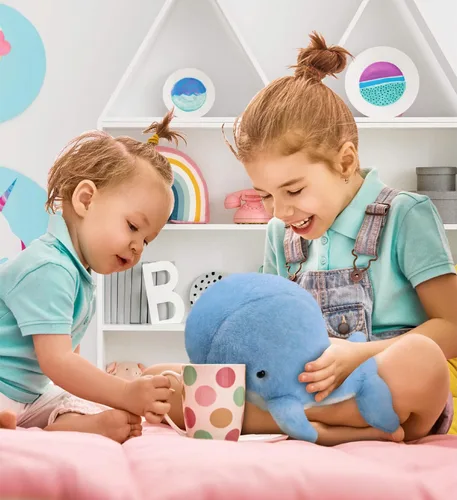 Vista 5 de DolliBu Animal de Peluche Ballena - Ballena Azul Suave y Abrazable, Adorable Juguete de Peluche de Ballena para Tiempo de Juego, Lindos Regalos