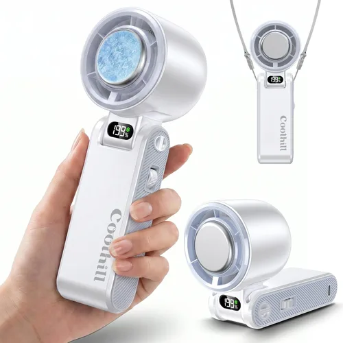 Vista 16 de Ventilador portátil de mano con clip mini ventilador 3000mAh 5 velocidades Rosa