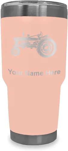 Vista 20 de LaserGram Vaso aislado al vacío de 20 onzas, Old Farm Tractor, grabado personalizado incluido (negro)