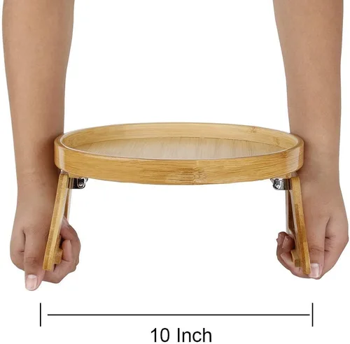 Vista 3 de Pekokavo - Bandeja de clip para brazo de sofá, mesa auxiliar para controles remotos/bebidas/soporte para gamepads (bambú)