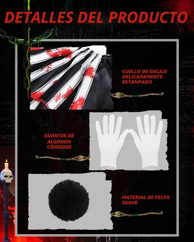 Vista 3 de Jecery 5 piezas de accesorios de payaso disfraz de Halloween Color 4