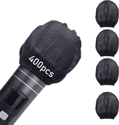 Vista 10 de 120 piezas (60 pares) Fundas desechables para micrófono no tejidas, cubiertas de micrófono envueltas individualmente para cubiertas de micrófono
