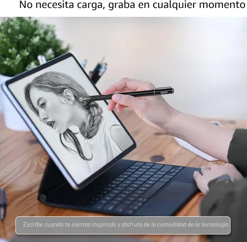 Vista 6 de DIGIROOT Lápiz capacitivo universal, lápiz digital 2 en 1 para pantalla Negro