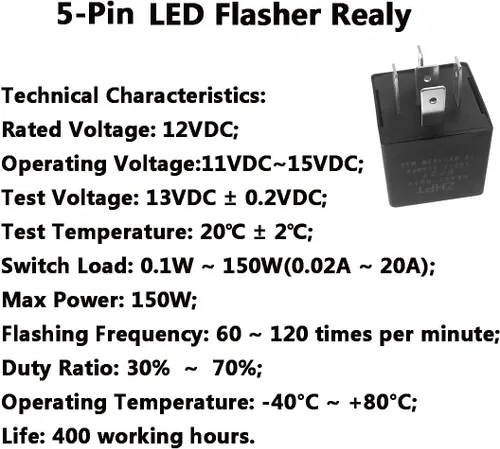 Vista 6 de Relé intermitente LED EP27 de 5 pines compatible con Ford Mustang V6, GT, Bullitt, Mach1 1994-2004 Ford Five Hundred 2005-2007 Señal de giro