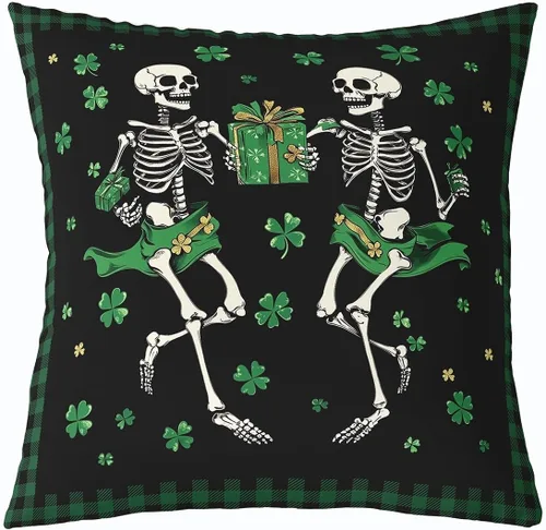 Vista 38 de Manfei Skull Maths Throw Pillow Cover Gothic Style Square Cushion Case Halloween Skeletons Black White Decor Throw Porch Pillows Cases for Couch