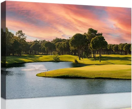 Vista 10 de chenchenArt Augusta - Arte de pared para campo de golf nacional Augusta, campo de golf de 12 hoyos, arte de pared para sala de estar, dormitorio