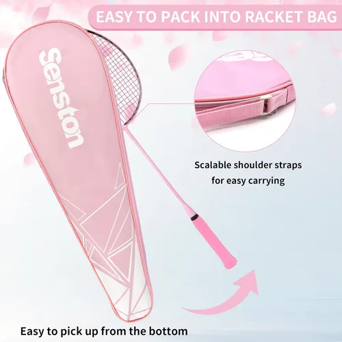 Vista 5 de Senston N90 Badminton Racket, 6U Single High-Grade Badminton Racquet, Professional 100% Full-Carbon Badminton Racket