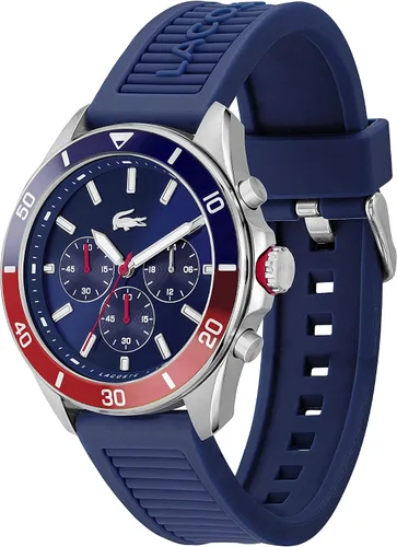 Vista 2 de Lacoste Reloj de cuarzo de acero inoxidable para hombre con correa de silicona azul 22 Modelo 2011154 Azul Patchwork Reloj de cuarzo cronógrafo