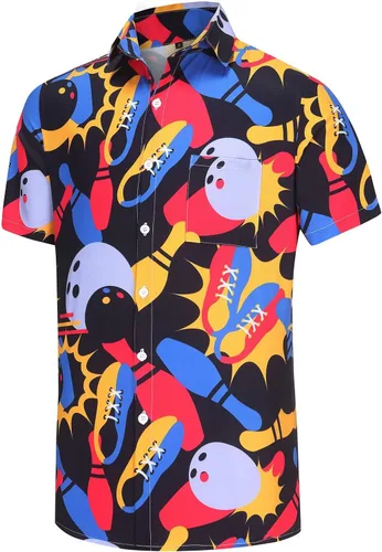 Vista 40 de KYKU - Camisa hawaiana funky para hombre, ropa tropical para vacaciones en Palm Beach