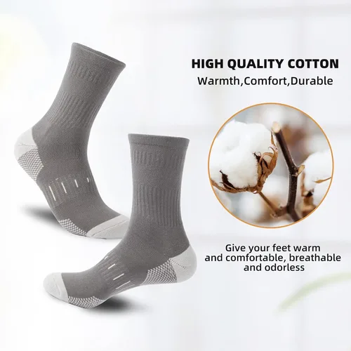 Vista 6 de BUDERMMY Calcetines de trabajo de algodón que absorben la humedad para hombre, 6-12, 6 pares