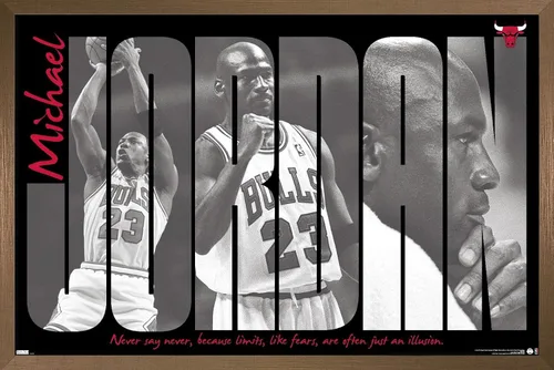 Vista 15 de Trends International Michael Jordan - Póster de pared con texto en inglés "Never Say Never Say Never", 22.4 pulgadas de largo x 14.7 pulgadas