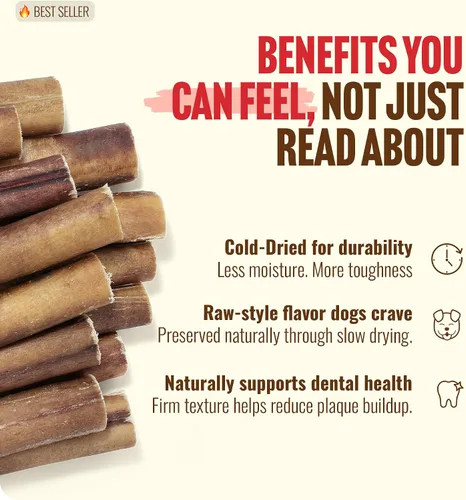 Vista 6 de Natural Farm Cold-Dried™ Bully Sticks de 6 pulgadas (5 unidades) - Masticables para perros sin olor, con alto contenido de proteínas, 100% carne