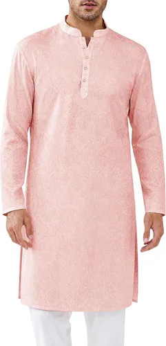Vista 9 de Runcati Camisa Henley con textura Kurta Thobe para hombre Azul marino