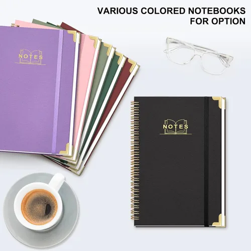 Vista 6 de Cuaderno de espiral rayado, cuaderno A5 de tapa dura en espiral para el trabajo, 5.7 x 8.2 pulgadas, cuadernos de papel grueso de 100GSM
