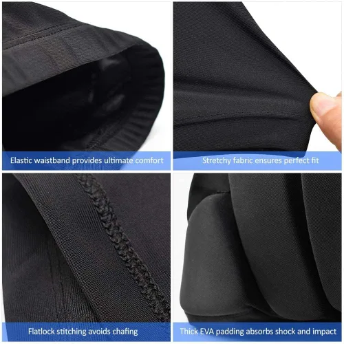 Vista 4 de Pantalones cortos con almohadilla para el trasero para patinaje, snowboard, esquí, hockey, pantalones cortos acolchados con protección