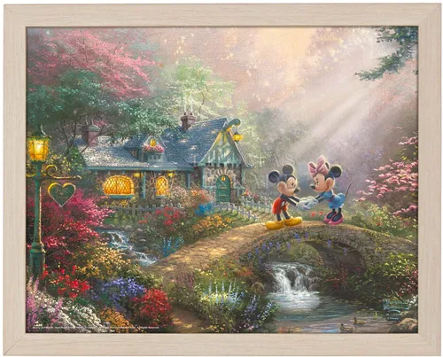 Vista 7 de Thomas Kinkade Studios Mickey and Minnie - Puente cariño de 11 x 14 pulgadas, marco negro satinado