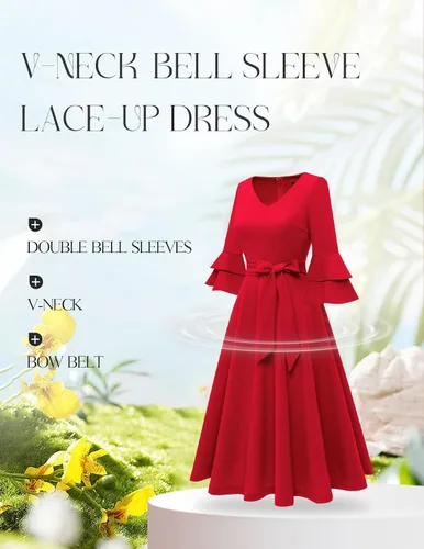 Vista 3 de DRESSTELLS Vestido de cóctel para mujer, elegante, formal, modesto, vestido de iglesia para invitados de boda, flor