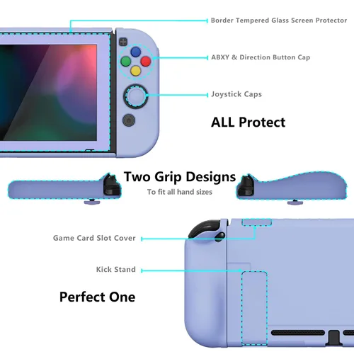 Vista 116 de PlayVital AlterGrips Ergonomic Grips Cover for Nintendo Switch, [2 Design] Interchangeable Comfort Dockable Protective Case with Screen Protector &