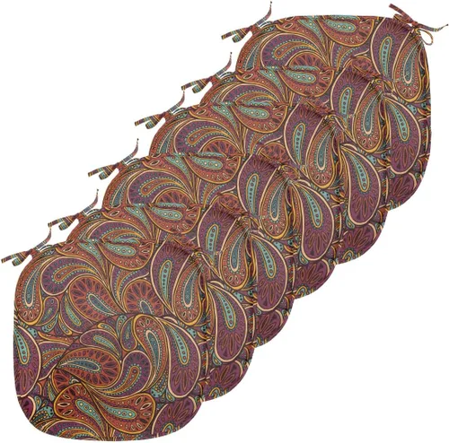 Vista 122 de Lunarable Cojín de asiento para silla de café, siluetas de taza de café expreso con frijoles fuente de cafeína, ilustración de bebidas gourmet