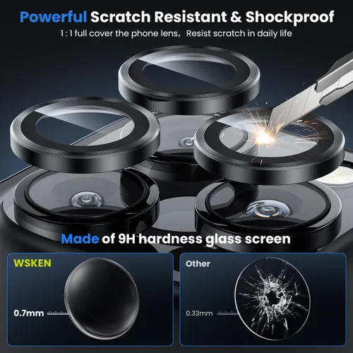 Vista 3 de WSKEN Protector de lente de cámara para iPhone 16 Pro/iPhone 16 Pro Max - [Modelo de disparo original] Protector de pantalla de cámara de vidrio