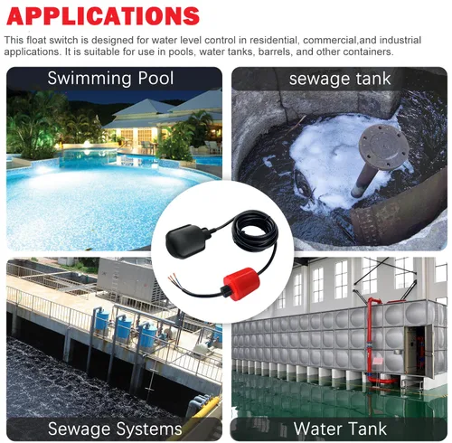 Vista 7 de Interruptor de flotador profesional sin enchufe, controlador de nivel de agua con protección IP68, sensor de líquido de ajuste automático para bomba