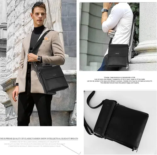 Vista 6 de Leathario Bolso de hombro para hombre, de cuero auténtico, pequeño bolso de mensajero para hombre, bolso cruzado para hombre, bolso de viaje