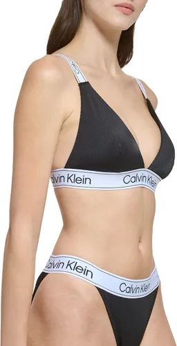 Vista 4 de Calvin Klein Conjunto de bikini de cintura baja con logotipo elástico y triángulo para mujer
