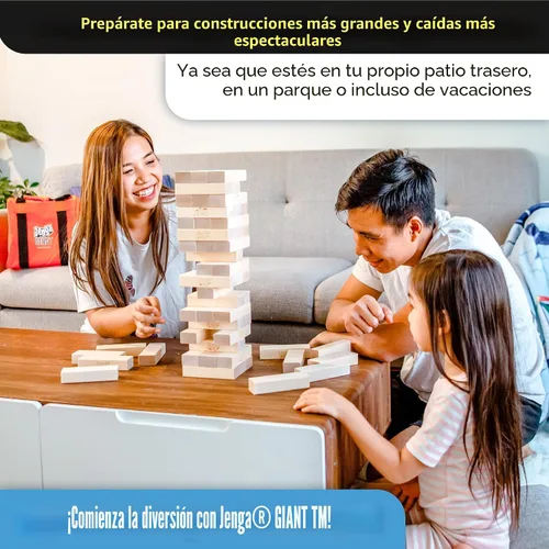 Vista 5 de Jenga Gigante - Bloques de madera dura - Se apilan hasta más de 3 pies - Licencia oficial - JS4