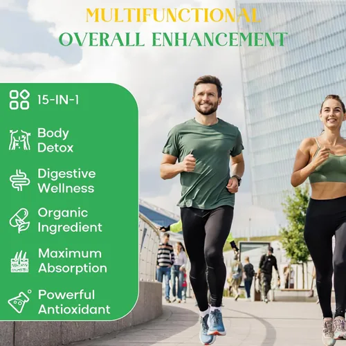Vista 4 de Enerlix Aglutinante de Desintoxicación 15 en 1, Carbón Activado, Zeolita y Arcilla de Bentonita, Chlorella, Suplemento de Desintoxicación de 1500 MG