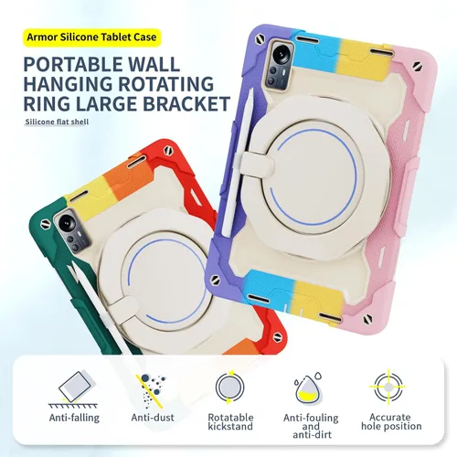 Vista 2 de Funda de silicona para tablet Xiaomi Mi Pad 5 Pro de 12.4 pulgadas, a prueba de golpes con soporte para lápices, correa para el hombro, soporte