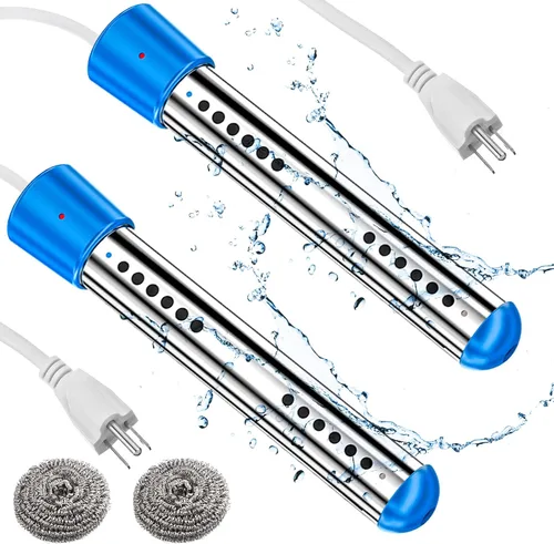 Vista 7 de Treela 2 Piezas Calentadores de Agua de Inmersión Portátiles Eléctricos Sumergibles para Piscina/Bañera de Hidromasaje con 304 SS para Bañera, Cubo