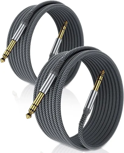 Vista 13 de Elebase 1/4 Pulgada TRS Cable de Instrumento 1 Metro 2Pack, Cable de Audio Estéreo de Conexión de 6.35mm Macho Recto, Línea Equilibrada de 6.35mm