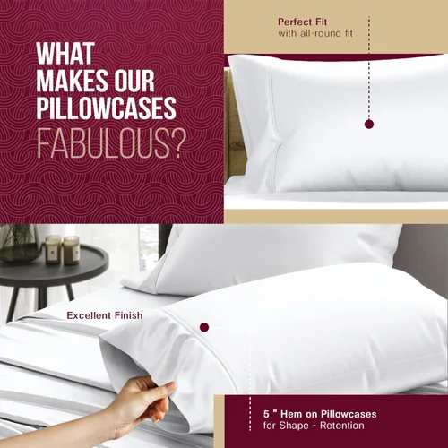 Vista 5 de TEXAS LINEN CO. Fundas de almohada 100% algodón egipcio tamaño Queen – Lujosas fundas de almohada de alta cantidad de hilos de la serie 800