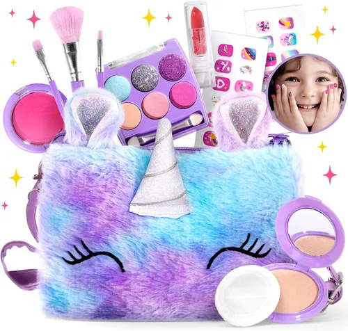 Vista 11 de ULOVEME Umicorn - Kit de maquillaje real para niñas pequeñas, juguete de maquillaje real, no tóxico, lavable, regalo para cumpleaños de niñas de 3