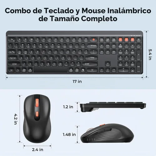 Vista 4 de Bluetooth Keyboard and Mouse Combo, Wireless Multi-Device Set, Black Negro