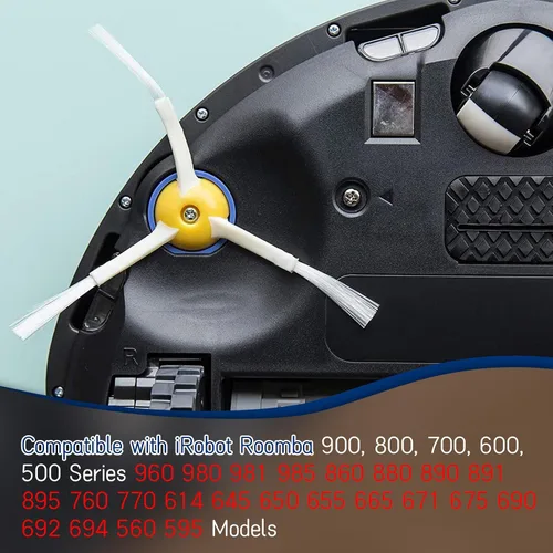 Vista 2 de Paquete de 8 cepillos laterales de repuesto para IRobot Roomba 600 700 800 900 Series 694 675 671 860 960 980 770 614 650 665 690 761 780 790 870