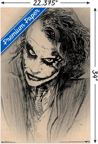 Vista 3 de Trends International Dark Knight-Sketch - Póster de pared premium, 22.375 x 34 pulgadas