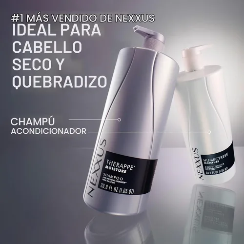 Vista 4 de Champú hidratante Nexxus Therappe Ultimate Moisture para cabello seco libre de siliconas, hidratante ProteinFusion con proteína de elastina y caviar